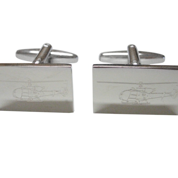 Silver Toned Etched North Dakota State Flag Cufflinks